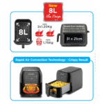 ⁦قلاية هوائية بلاك اند ديكر درج شفاف سعة 8 لتر - طاقة 1700 وات  SAF80W-B5⁩ - الصورة ⁦4⁩