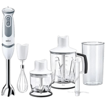 هاند بلندر مالتي كويك 5 فاريو مع ملحقات من براون، 1000 وات، ابيض، MQ 5245 WH
