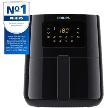 قلاية هوائية فيليبس مقاس XL سعة 1.2 كجم/6.2 لتر مع تقنية الهواء السريع، أسود - HD9270-220 فولت جهد إمداد 50 هرتز، 2000.0 وات