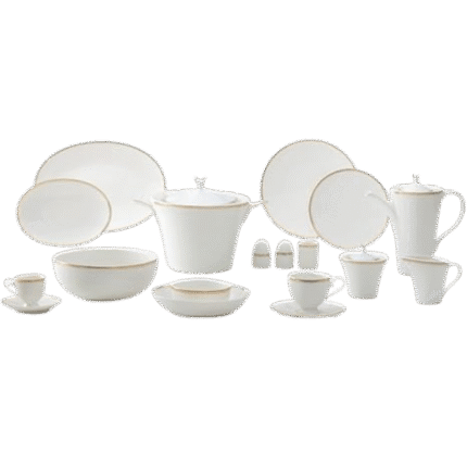 طقم صيني بورسلين من 80 قطعة بلون لافا