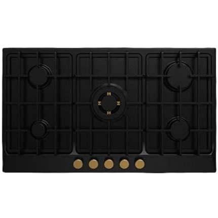 موقد مسطح ستانلس ستيل بلت ان من فريش HAFR90CMBC1/BR، 5 شعلات غاز، 60 × 90 سم - اسود وذهبي