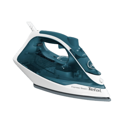 Tefal FV2831E2 Express Steam, Steam Iron, 2200 Watts, 100 g/minute Steam Boost, X-Glide Ceramic Soleplate, Vertical Steaming Use, Blue Boreal
