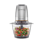 قطاعة طعام كهربائية 500 واط من كينوود مع وعاء زجاجي سعة 1.2 لتر (سعة عمل 600 مل)، منقط برو، شفرة رباعية، غطاء تخزين، سرعة مزدوجة، ملعقة سباتولا، وظيفة سحق الثلج CHP62.400SI فضي