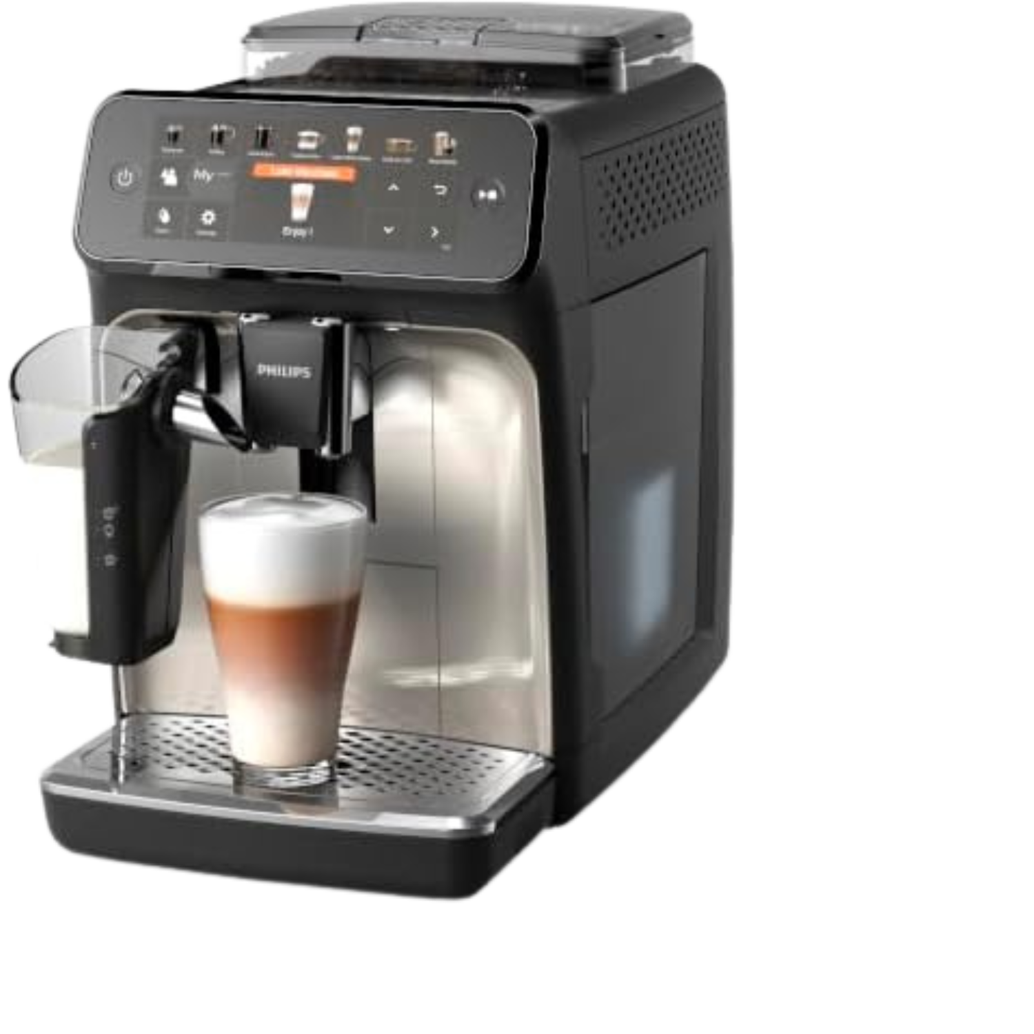 تصميم بدون عنوان (1) Versuni Philips EP5447/90 Fully Automatic Espresso Machine, LatteGo Milk System, AquaClean Filter, Stainless Steel, 1500 W, Chrome - Image 1