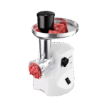 مفرمة لحم قوية بقدرة 1500 وات مع ماكينة صنع الكبة وصانع السجق واداة دفع انبوب التغذية من كينوود، 3 ملحقات من الستانلس ستيل للحصول على نتائج دقيقة ومتوسطة وخشنة MG470، لون ابيض