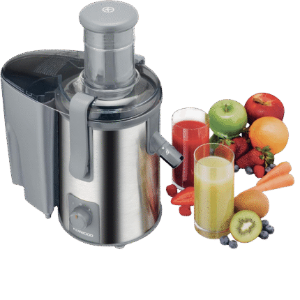 عصارة 700 وات من كينوود من الفولاذ المقاوم للصدأ مع أنبوب تغذية عريض 75 ملم بسرعتين، إبريق عصير شفاف، حاوية لُب الفاكهة، مضادة للتنقيط للمنزل والمكتب والمطعم والكافيتريا JEM51.000GS فضي/رمادي