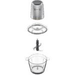 ⁦قطاعة طعام كهربائية 500 وات من الستانلس ستيل مع وعاء ستانلس ستيل سعة 1.2 لتر (سعة عمل 600 مل)، منقط برو، شفرة رباعية، غطاء تخزين، سرعة مزدوجة، ملعقة سباتولا، وظيفة سحق الثلج CHP62.700SI فضي من كينوود⁩ - الصورة ⁦2⁩