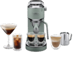 ماكينة تحضير قهوة ديديكا باريستا دوو EC890.GR من ديلونجي مع مضخة لتحضير الإسبريسو والقهوة الباردة، ماكينة يدوية مع ستيك بخار لفنون اللاتيه، بعرض 15 سم، 2 إسبريسو، شاشة لمس، حجم الكوب حتى 13 سم، اخضر