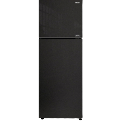 ثلاجة ببابين مع نظام تبريد زون بصندوق فريش بوكس وفلتر بتقنية ديو وعاكس انفرتر مزدوج 357 لتر من هاير - لون أسود معدني، HRF-380TMBM