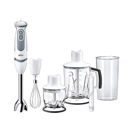 خلاط يدوي مالتي كويك 5 فاريو بقدرة 1000 وات مع ملحقات من براون - ابيض - رقم الموديل: MQ 5245