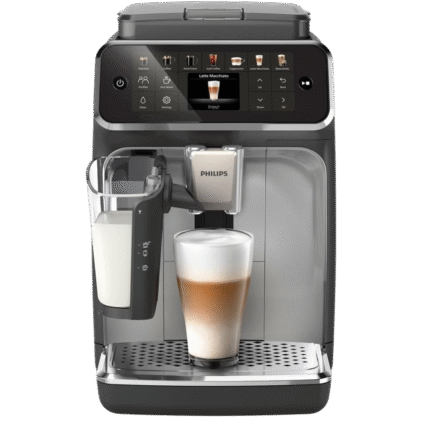 Versuni Philips EP4446/70 Fully Automatic LatteGo Espresso Machine 4400 Series Ground Beans 12 Hot and Cold Drinks Black Chrome
