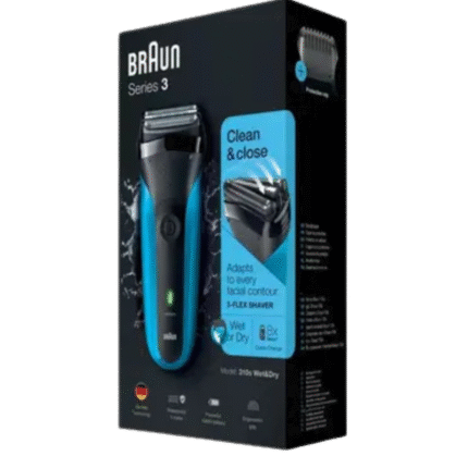 ماكينة حلاقة كهرباء براون 310BLK ، استخدام جاف ورطب ، اسود وازرق