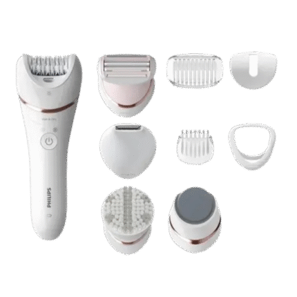 ماكينة ازالة شعر فيليبس سيريز 8000 ، استخدام جاف ورطب ، ابيض - BRE740-11