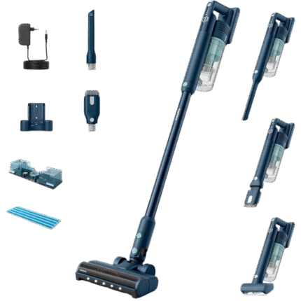 فيليبس مكنسة كهربائية لاسلكية سلسلة 5000 - محرك رقمي، باور سايكلون 10، وقت تشغيل 60 دقيقة، فوهة LED، وحدة اكوا، سيج - XC5041/61