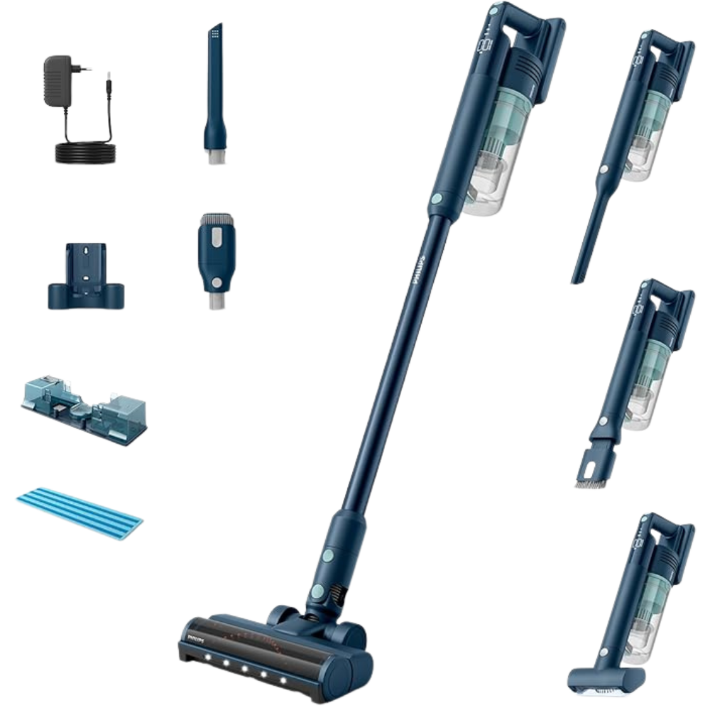 حبيبه (6) Philips Cordless Vacuum Stick 5000 Series - Digital Motor, PowerCyclone 10, 60 min Runtime, LED Nozzle, Aqua Module, Sage - XC5041/61 - Image 1