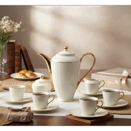 طقم شاي فتحي محمود - كود 34 (المجموعة الملكية البيضاء)