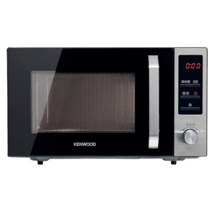 فرن ميكروويف بشواية 800 وات من الستانلس ستيل 25 لتر مع شاشة عرض ديجيتال و5 مستويات طاقة ووظيفة اذابة الثلج وقائمة برامج تلقائية ومؤقت 95 دقيقة ووظيفة الساعة اسود/فضي (MWM25.000BK) من كينوود