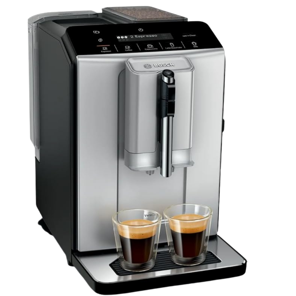 حبيبه (1) ماكينة تحضير القهوة الاوتوماتيكية بالكامل سلسلة 2 بمضخة ضغط 15.0 بار وخزان مياه سعة 1.4 ل وحاوية حبوب بسعة 250 جم من بوش، لون فضي، TIE20301 - الصورة 1