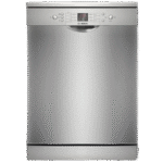 غسالة أطباق من بوش طراز SMS46NB20V قائمة بذاتها من السلسلة 4 بعرض 60 سم و14 إعدادات للمكان و6 برامج من الفولاذ المقاوم للصدأ مضادة لبصمات الأصابع فائقة الصمت 44 ديسيبل من بوش، لون أسود