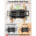 ⁦حامل حائط متحرك كامل للتليفزيون من 37 إلى 75 بوصة، مع إمكانية الدوران والإمالة وذراعين مفصليين مزدوجين، يدعم وزن حتى 60 كجم، متوافق مع معيار فيسا 600×400 ملم بعرض 16 بوصة XML019 من يو اس اكس ماونت⁩ - الصورة ⁦2⁩