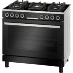 Bosch Series 8 freestanding gas cooker black glass 90*60 cm 5 Burners Cast Iron HJY5G7V61S
