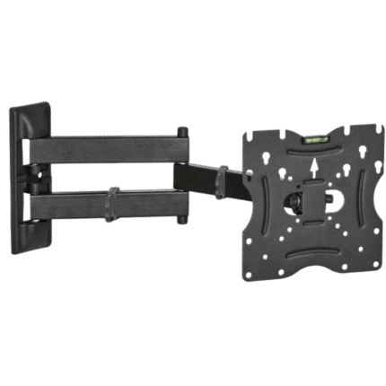 حامل شاشة معدني ثنائي الذراع قابل للتحريك في تي 322 اتش سي ال برو، قابل للتعديل بزاوية 15 درجة لأعلى ولأسفل، مثبت على الحائط، لشاشات 22 × 42 سم، تلفزيون بشاشة LED، سعة تحميل تصل إلى 40 كيلوجرام، أسود