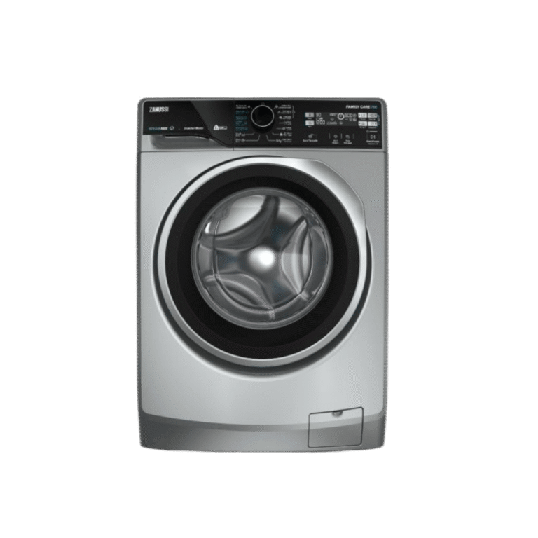 غسالة ملابس زانوسى فول اوتوماتيك تحميل امامي ستيم ماكس 7 كيلو بموتور انفرتر لون فضي ZWF7221SS7
