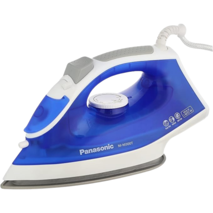مكواة بخار بقاعدة مطلية بالتيتانيوم بقوة 1800 وات من باناسونيك، لون أبيض وأرجواني، موديل NI-M300T