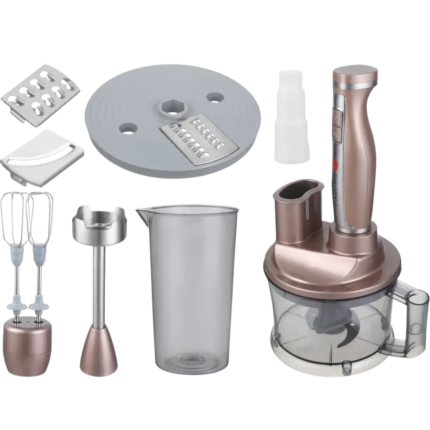 هاند بلندر تك فيرا، 7×1، 1800 وات، 1.5 لتر، بالاضافة الي مضرب بيض ميني كيتشن - نحاسي شفاف