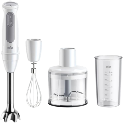 Braun MultiQuick 5 Hand Blender 1000W with Beaker, 500ml Chopper, Whisk, PowerBell VPlus, 21 Speeds, SplashControl for Chopping, Masala Grinding, Chutney, Puree, Smoothie, Soup, Shake MQ50236M