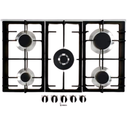 بوتاجاز غاز مقاس 75 سم من بوش، 5 شعلات، أمان كامل، ستانلس ستيل، سلسلة 6 - PCQ7A5B90