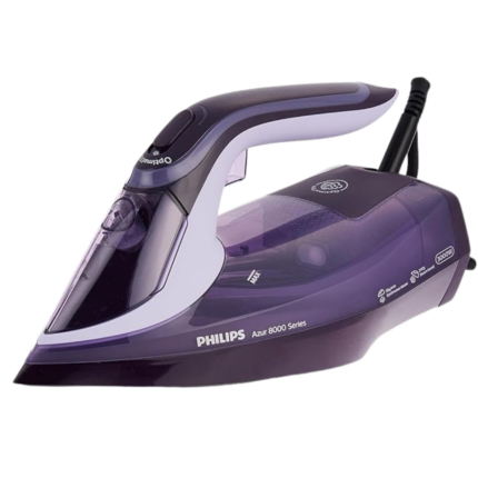 مكواة بخار ازور 8000 قوة 3000 واط مع قاعدة مكواة ستيم جلايد ايليت، تضمن حماية تامة من الحروق وإغلاقاً ذاتياً للأمان من فيليبس، DST8021/36