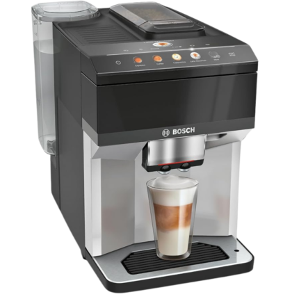 ماكينة تحضير القهوة بوش سيريز 4 TPG40307، من حبوب البن إلى الكوب، فيرو كافيه، كابتشينو، خفاقة حليب، خيار كوب مزدوج، لوحة تحكم سهلة الاختيار مع 9 خيارات للمشروبات، لون أسود لامع