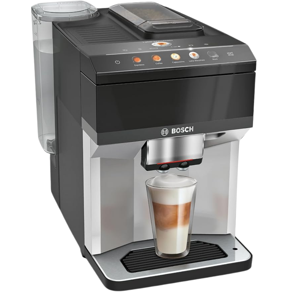 تصميم بدون عنوان ماكينة تحضير القهوة بوش سيريز 4 TPG40307، من حبوب البن إلى الكوب، فيرو كافيه، كابتشينو، خفاقة حليب، خيار كوب مزدوج، لوحة تحكم سهلة الاختيار مع 9 خيارات للمشروبات، لون أسود لامع - الصورة 1