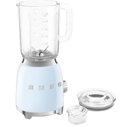 خلاط قائم ببرطمان زجاجي من سميج، فولاذ مقاوم للصدأ، 4 سرعات، أزرق باستيل