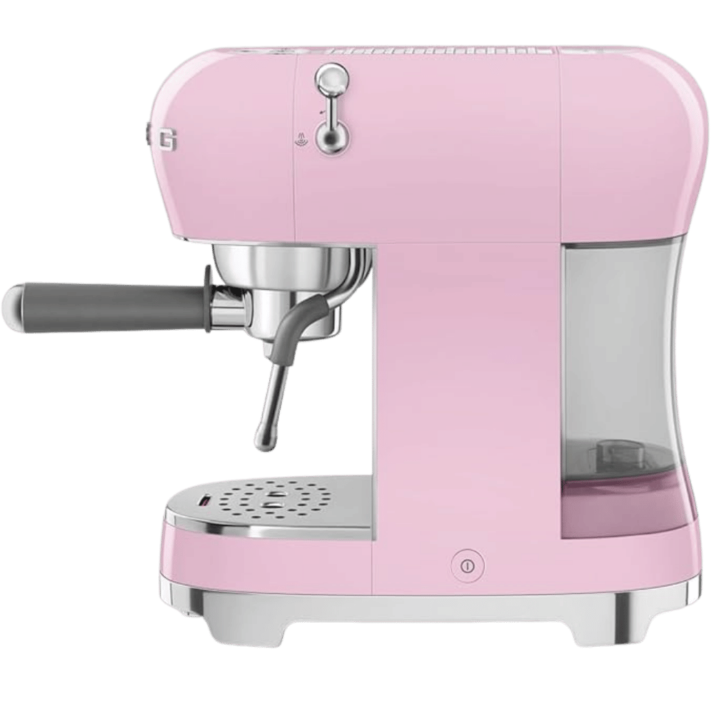 حبيبه (28) سميج، ماكينة تحضير قهوة اسبريسو ECF02PKEU، وظيفة بخار كابتشينو، ثيرموبلوك، غلاف كوب كبير ووظيفة تحضير قهوة مزدوجة، خزان ماء 1 لتر، نظام تشغيل سهل الاستخدام، 1350 واط، روز - الصورة 1