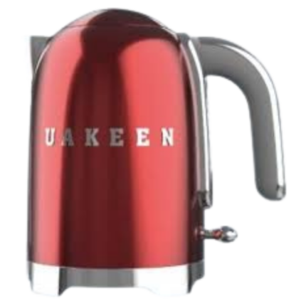 غلاية من يوكين ستايل، سعة 2 لتر مع مؤشر لمستوى المياه، قاعدة دوارة 360 درجة، اقدام مضادة للانزلاق، ناعمة، غطاء فتح 2200 واط، ستانلس ستيل، احمر،