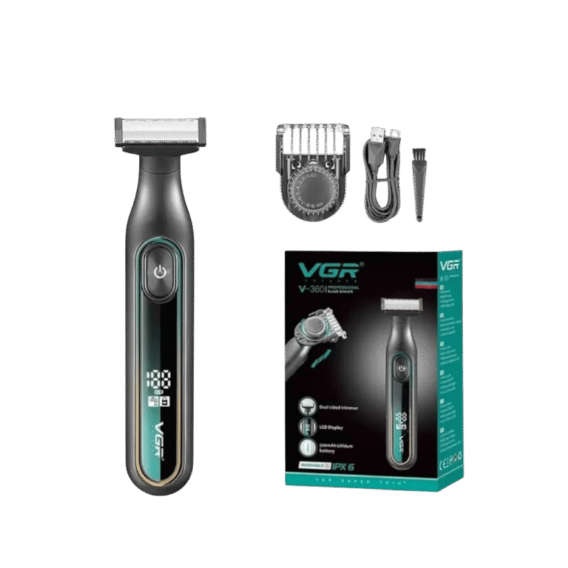 ماكينة حلاقة VGR مقاومة للماء برأسين احترافية V-360 للتنعيم