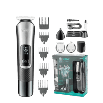 VGR V-111 ماكينة حلاقة كهربائية 5 في 1 للرجال – شفرات ستانلس ستيل، شحن سريع USB، أمشاط متعددة
