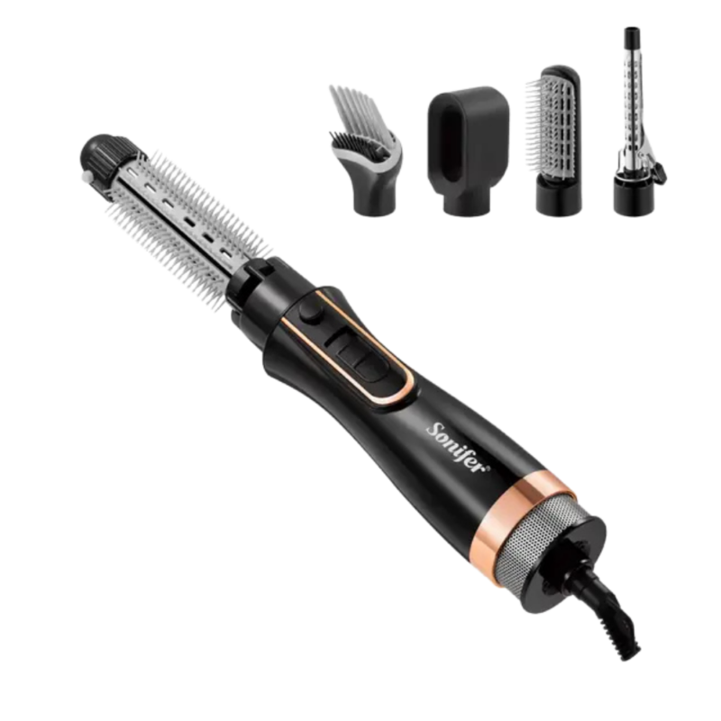 مصفف شعر سونيفر 6 in 1 Hot air Styler ، قدرة 800 وات ، 200 سلزيوس ، اسود - SF-9624